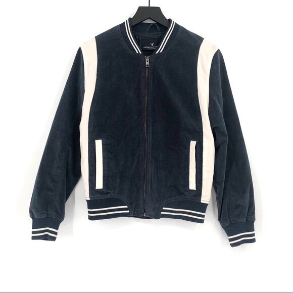 American Eagle Outfitters Jackets & Blazers - AMERICAN EAGLE Honestly Bomber Jacket Navy White S